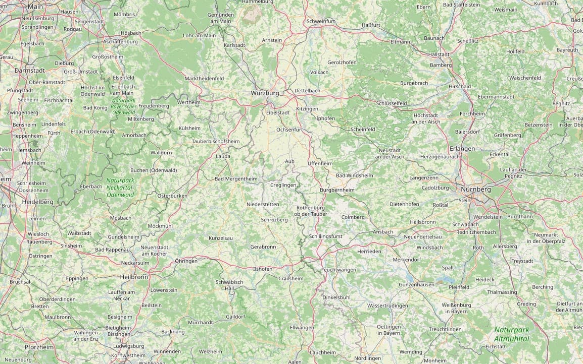 Kartenausschnitt der Region Main-Tauber und Hohenlohe mit hervorgehobenem Liefergebiet